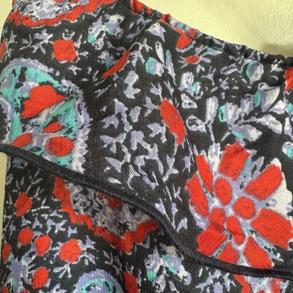 NEW Y2K American Eagle Paisley Midi Dress L Boho Fairy sun dress Pockets ruffle - Picture 15 of 16